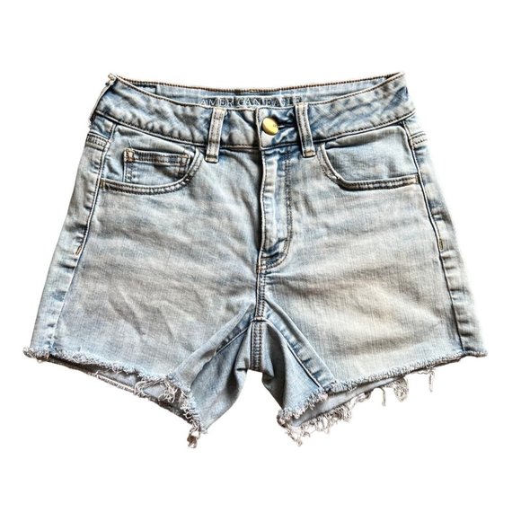 American Eagle Outfitters Pants - American Eagle Outfitters hi rise shortie super stretch light wash size 4